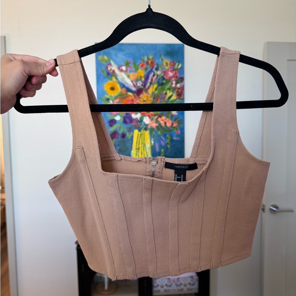 Forever 21 Beige Ribbed Crop Top